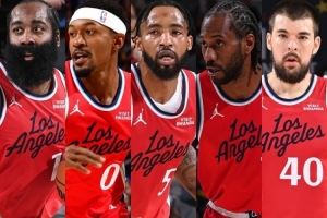 本季快船最常用的阵容进攻效率120.9&防守效率131.8 净效率-10.8